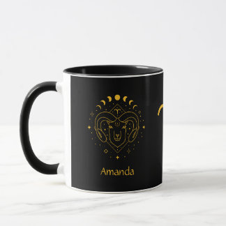 Zodiac Sign Aries Golden Yellow Customisable Mug