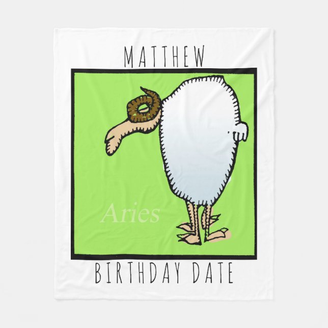 Zodiac Sign Aries Personalised Birthday Blanket (Front)