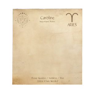 Zodiac Sign Aries - Personalizable Notepad