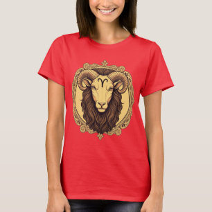 Zodiac sign Aries red colour classic design T-Shirt