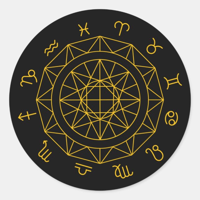 Zodiac Sign Astrological Wheel Classic Round Sticker (Front)