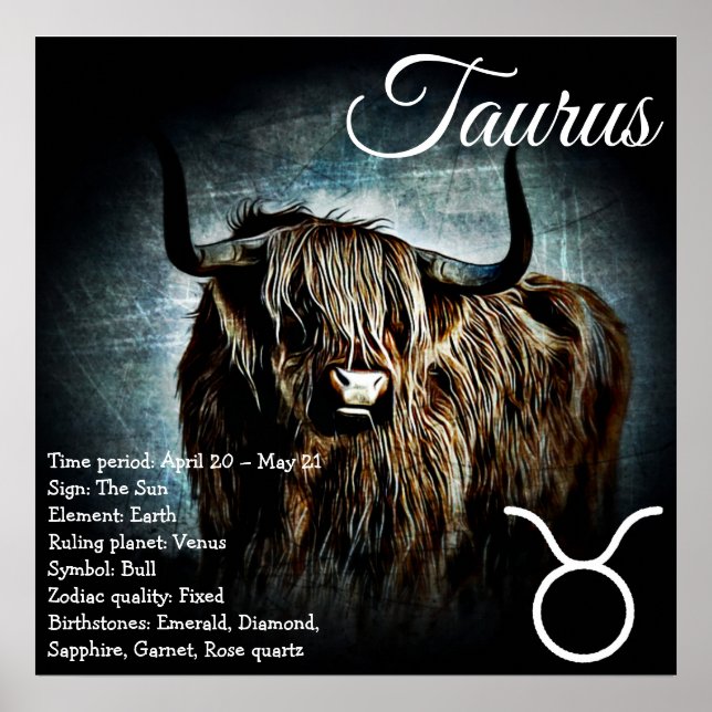Zodiac Sign Bull Symbol Taurus Astrology Poster (Front)
