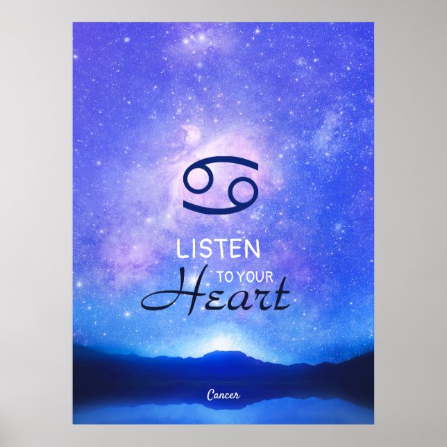 Zodiac Sign Cancer Dreamy Star Sky Quote Poster (Front)