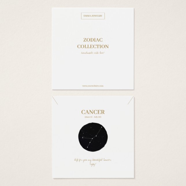 Zodiac Sign Cancer Jewelry Display Card (Front & Back)