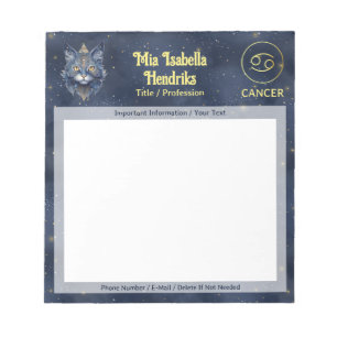 Zodiac Sign Cancer & Mystical Cat - Notepad