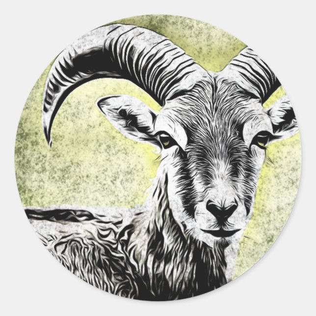 Zodiac Sign Capricorn Goat Symbol and Horoscope Classic Round Sticker (Front)