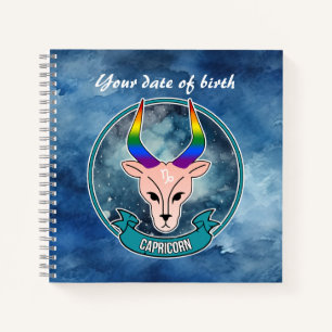 Zodiac Sign, Capricorn in Rainbow Flag Colours Notebook