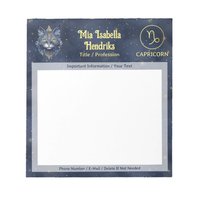 Zodiac Sign Capricorn & Mystical Cat - Notepad (Front)