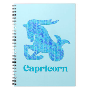 Zodiac Sign for Capricorn in Turquoise and Blue Notebook