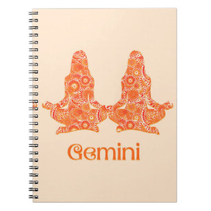 Zodiac Sign for Gemini in Coral Orange Notebook