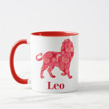 Zodiac Sign for Leo in a Red Fractal Pattern