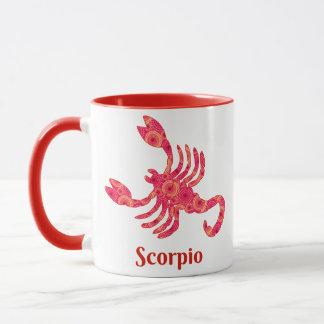 Zodiac Sign for Scorpio in Red and Coral Mug