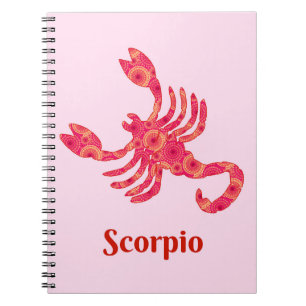 Zodiac Sign for Scorpio in Red and Coral Notebook