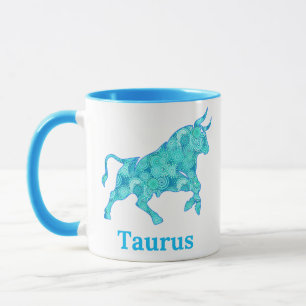 Zodiac Sign for Taurus in Shades of Blue Mug