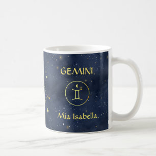 Zodiac Sign Gemini & Celestial Cat Mug