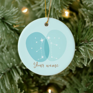 Zodiac Sign Gemini Ceramic Tree Decoration
