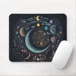 zodiac sign gold and black mouse mat