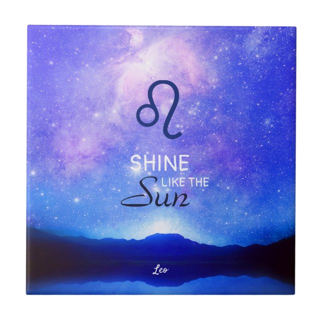 Zodiac Sign Leo Dreamy Star Sky Quote  Tile (Front)