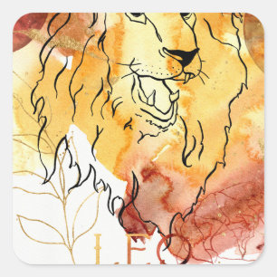 Zodiac sign Leo Lion birthday horoscope orange Square Sticker