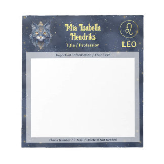 Zodiac Sign Leo & Mystical Cat - Notepad