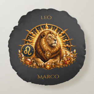 Zodiac Sign Leo Personalised Round Cushion