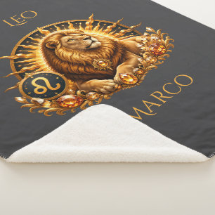 Zodiac Sign Leo Personalised Sherpa Blanket
