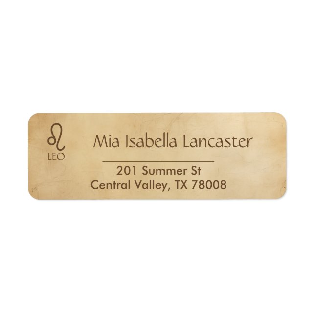Zodiac Sign Leo Return Address Labels (Front)