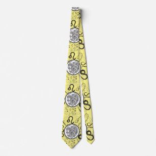 Zodiac Sign Leo.w L Yellow BG Tie