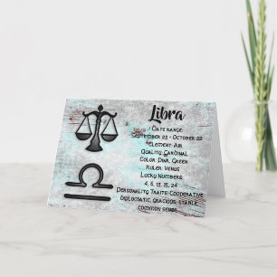 Zodiac Sign Libra Astrology Birthday Card