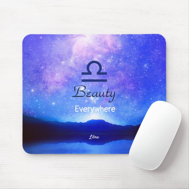 Zodiac Sign Libra Dreamy Star Sky Quote  Mouse Mat (With Mouse)