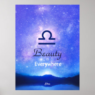 Zodiac Sign Libra Dreamy Star Sky Quote Poster
