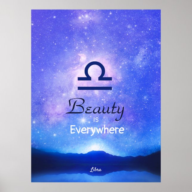 Zodiac Sign Libra Dreamy Star Sky Quote Poster (Front)