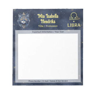Zodiac Sign Libra & Mystical Cat - Notepad