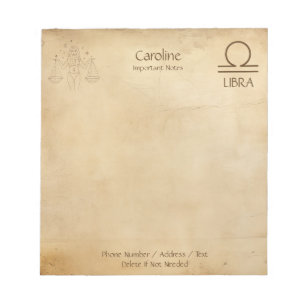 Zodiac Sign Libra - Personalizable Notepad 