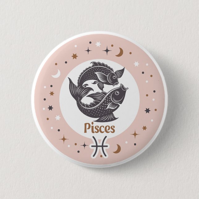 Zodiac Sign Pisces 6 Cm Round Badge (Front)