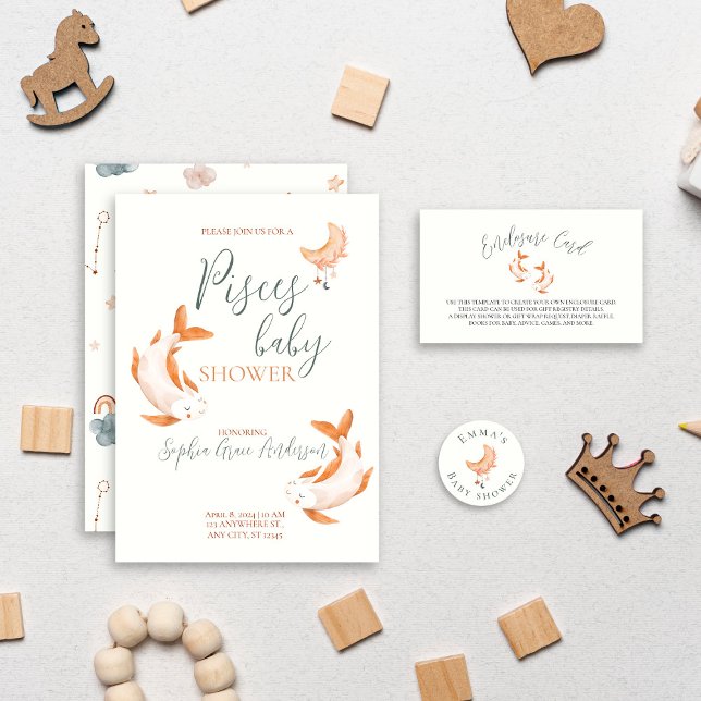 Zodiac sign: Pisces baby shower Invitation (Creator Uploaded)