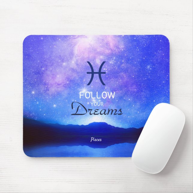 Zodiac Sign Pisces Dreamy Star Sky Quote Mouse Mat (With Mouse)