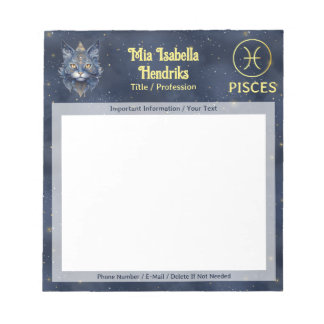 Zodiac Sign Pisces & Mystical Cat - Notepad