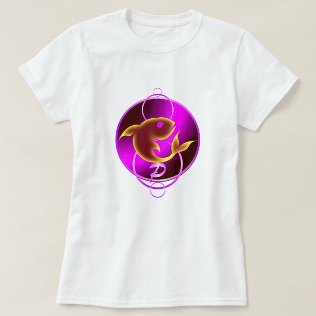 Zodiac Sign Purple Pisces Design T-Shirt (Design Front)