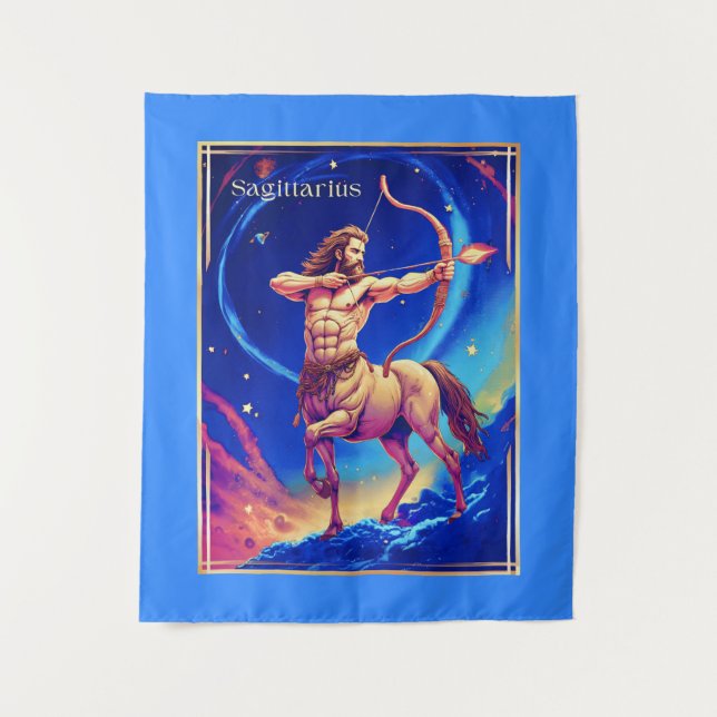 Zodiac Sign Sagittarius as the Celestial Archer Tapestry (Front)