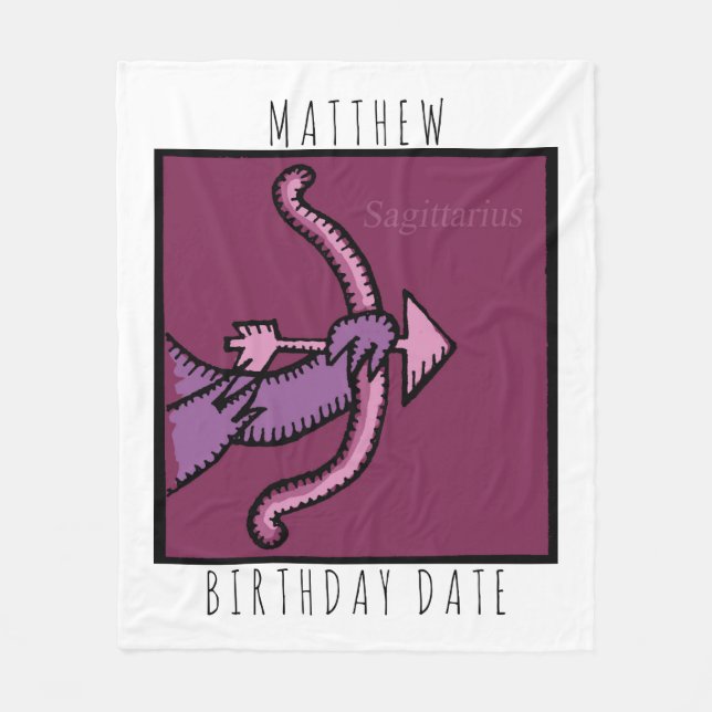 Zodiac Sign Sagittarius Name Birthday Blanket (Front)