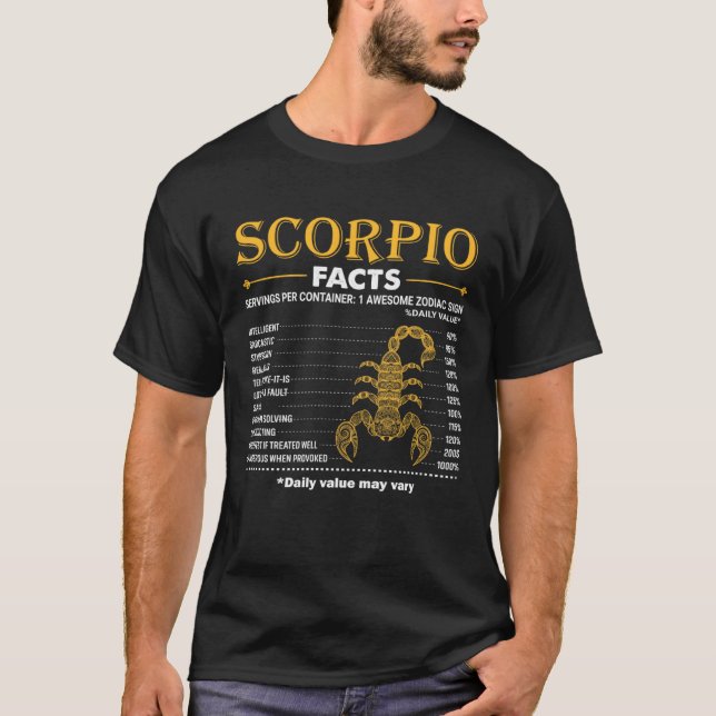 Zodiac Sign Scorpio Facts October November T-Shirt (Front)