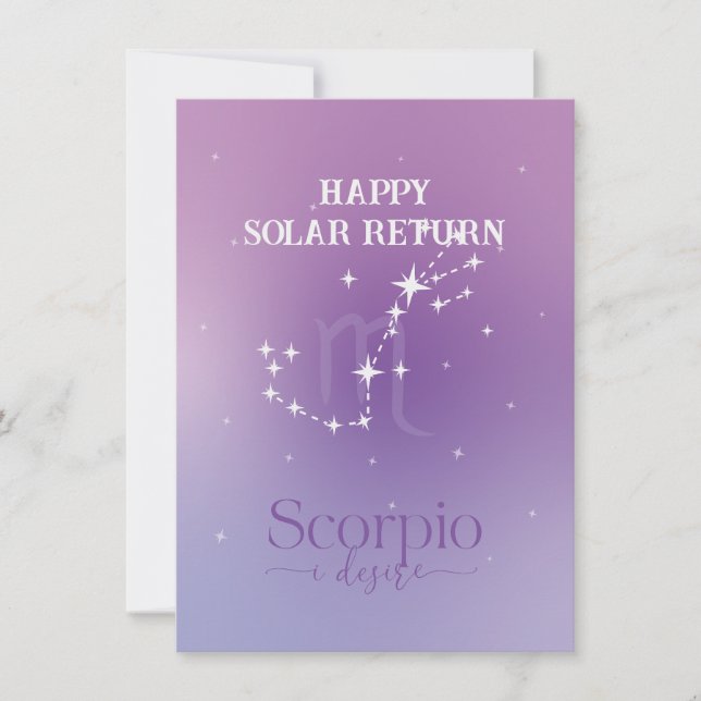 Zodiac Sign Scorpio Lavender Flat Card (Front)