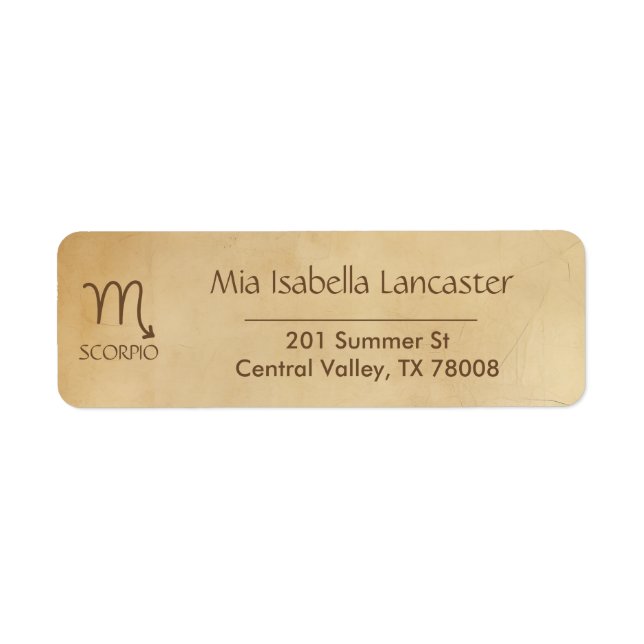 Zodiac Sign Scorpio -  Return Address Labels (Front)