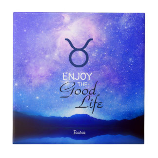 Zodiac Sign Taurus Dreamy Star Sky Quote  Tile