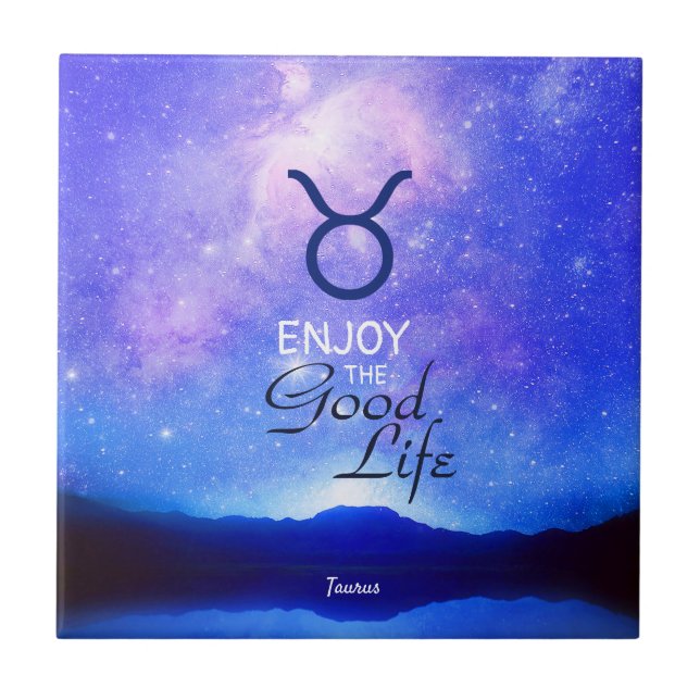Zodiac Sign Taurus Dreamy Star Sky Quote  Tile (Front)