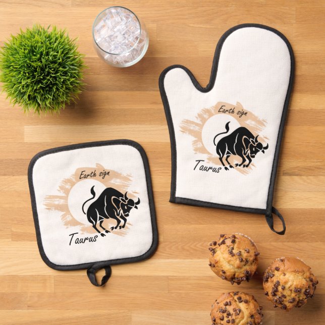 Zodiac sign - Taurus Oven Mitt & Pot Holder Set (Top Down)