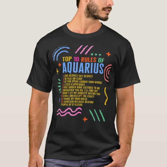 Zodiac Sign Top 10 Rules Of Aquarius Sunflower Ast (Front)