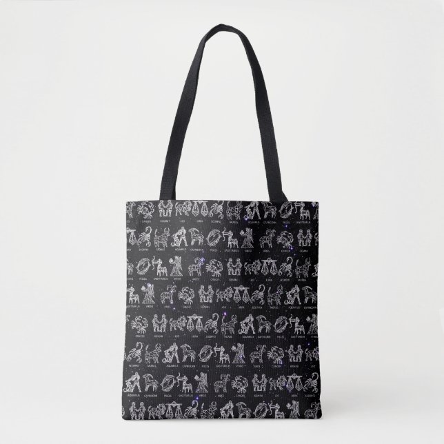 Zodiac Sign Tote Bag(Black) Bag (Front)