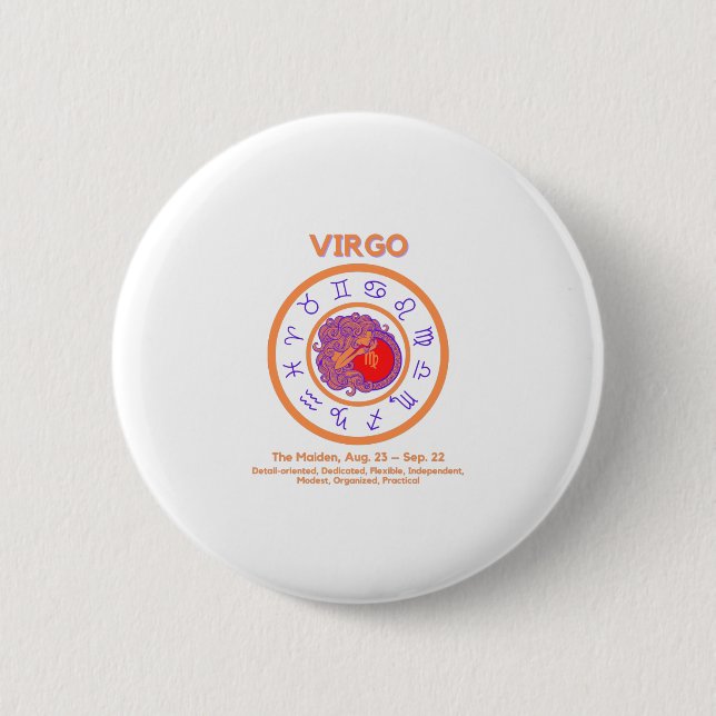 Zodiac Sign - VIRGO 6 Cm Round Badge (Front)